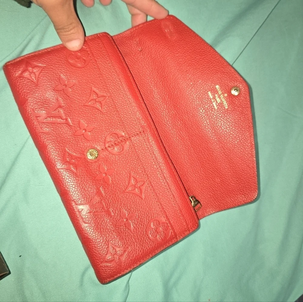 Authentic Louis Vuitton Red Empereinte Leather Women's Wallet